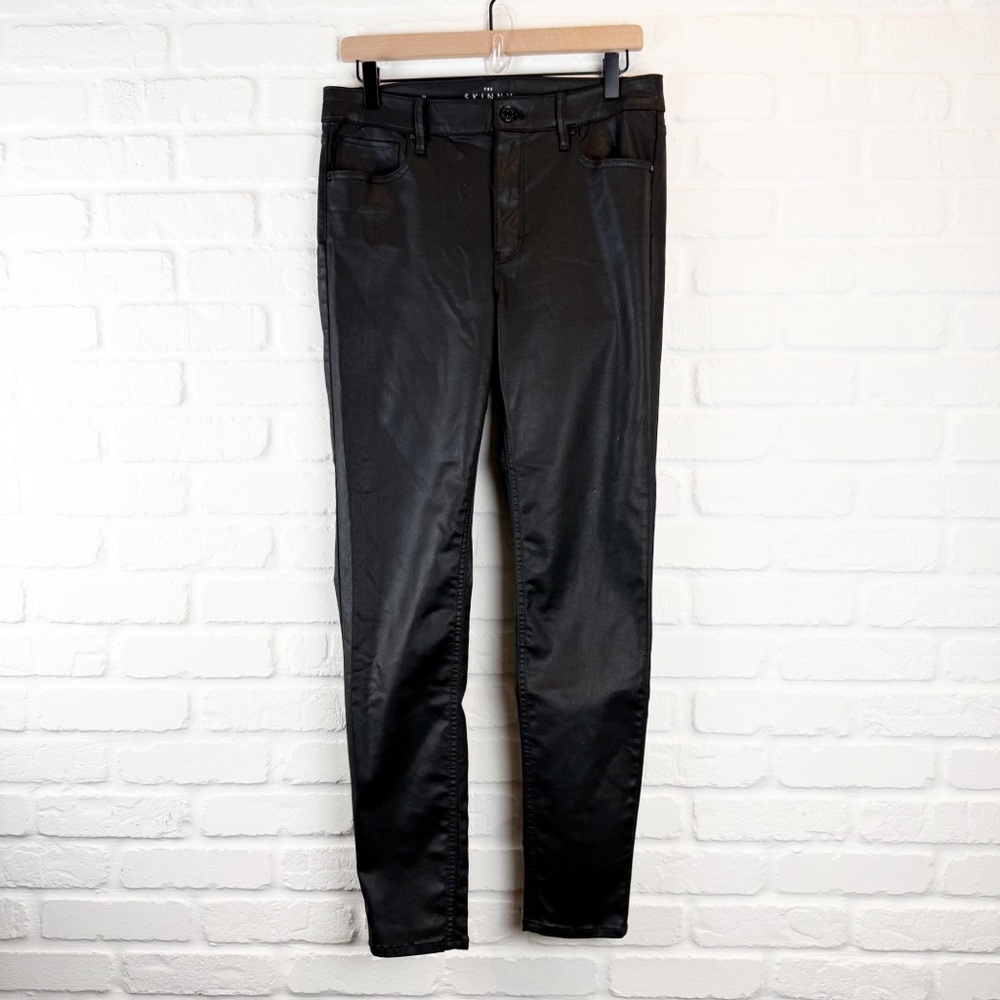 WHBM The Skinny Black coated high-rise pants 8